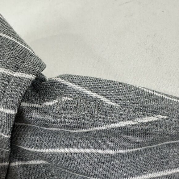 Lululemon EVOLUTION 3 Button Gray White Striped Polo Shirt S/S Sz Medium Stretch - Picture 4 of 7